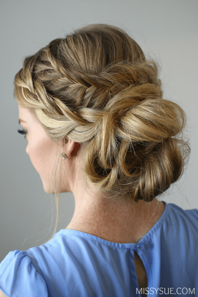 Stacked Fishtail French Braid Updo