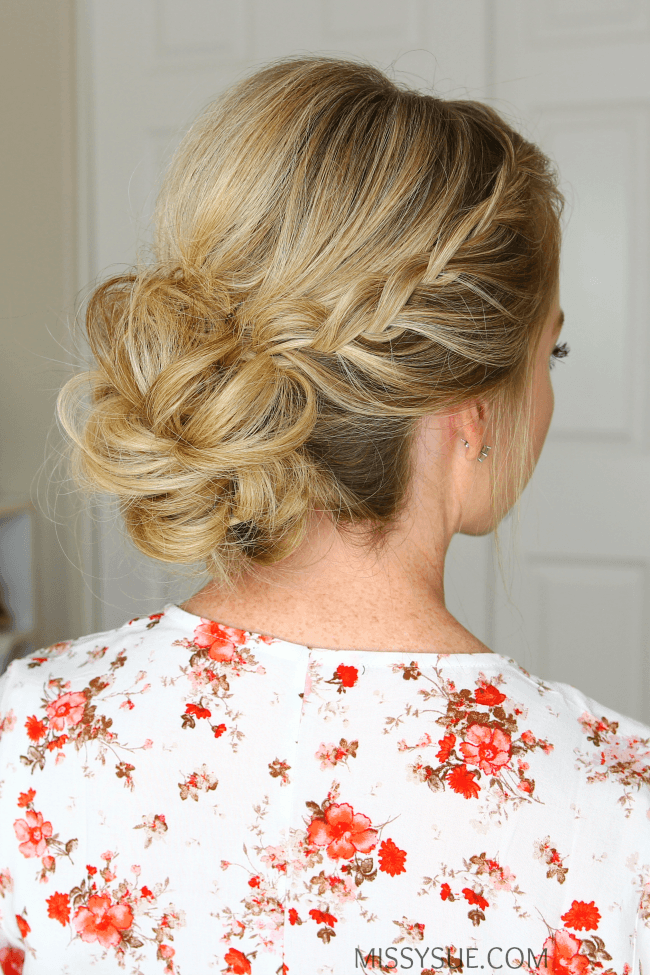 prom lace braids low bun hairstyle