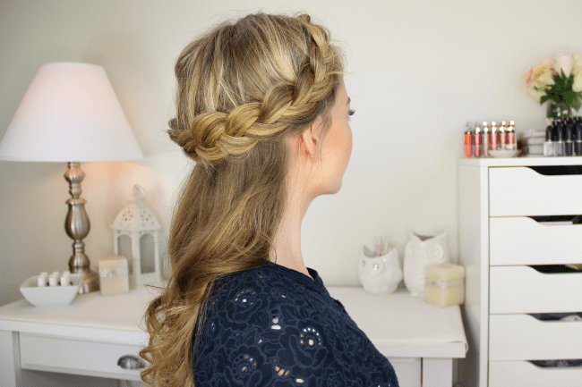 half crown braid curly