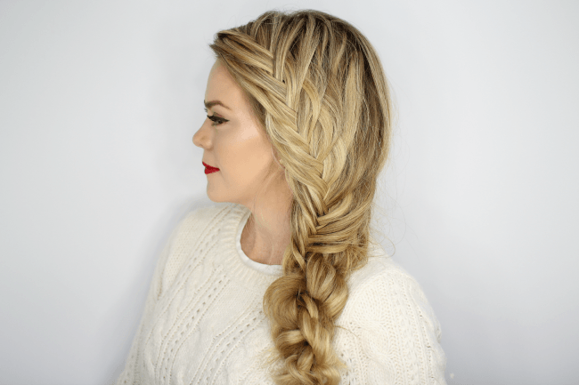 Fishtail French Knotted Side Braid