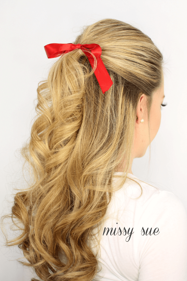 Wonderful DIY Ribbon Braided Christmas Tree Hairstyle