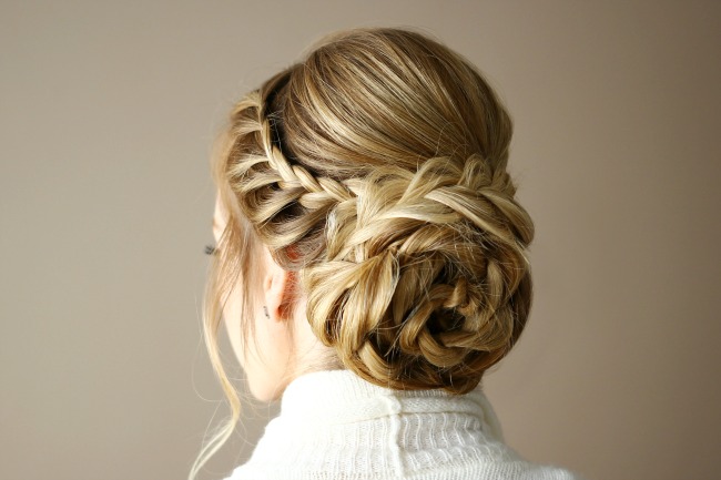 Braid Embellished Rosette Bun