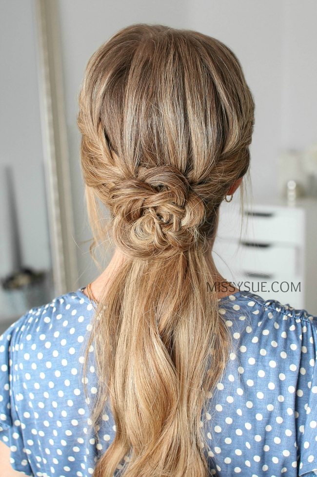 Double Fishtail French Braid Flower Ponytail | MISSY SUE
