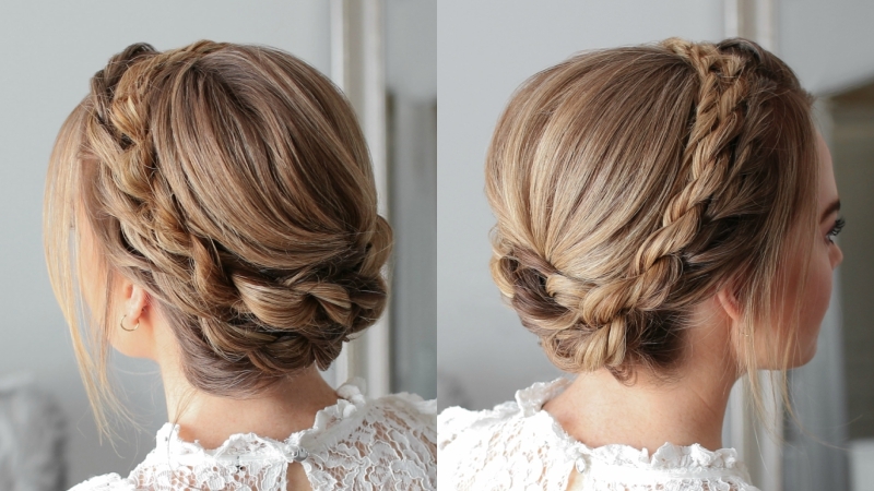 Flower Crown Braid Updo - Cute Girls Hairstyles